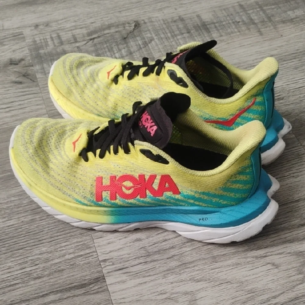 Hoka Mach 5 Sneakers in Yellow and Teal Women's Size 6.5B - Picture 6 of 12